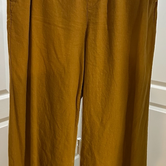 Women's High Waisted Linen Blend Pants - Size M - Gold - LIKE NEW - Picture 2 of 11